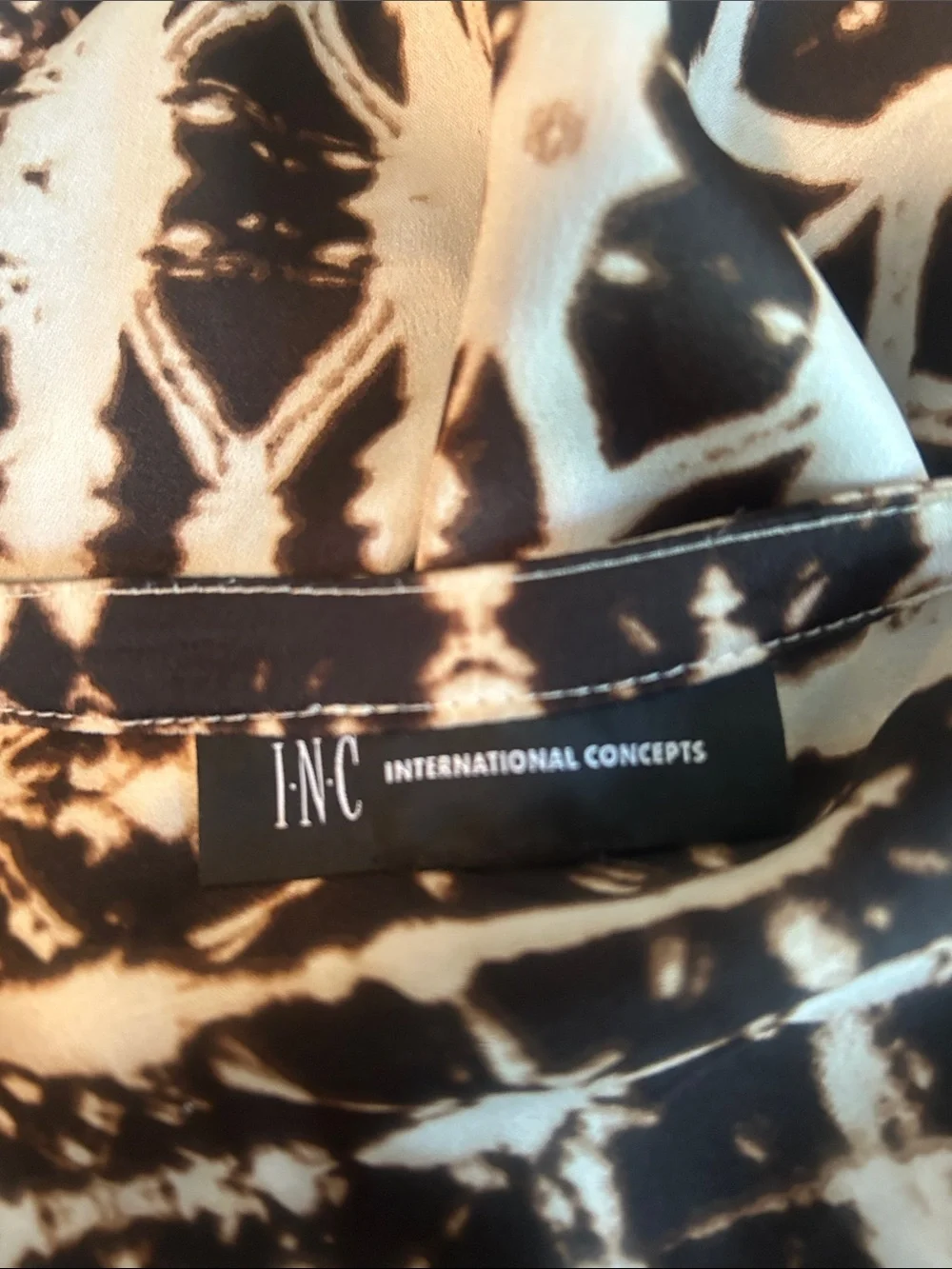 INC International Concept Brown & White Printed Women’s Tunic Dress
